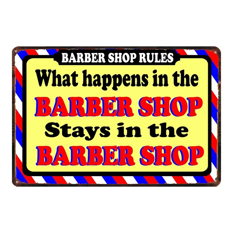 Barber Shop Rule Retro Metal Tin Sign Plaque Shabby Chic Poster Logo For Shop Room Club Home Decor Customizable Gift A-3023