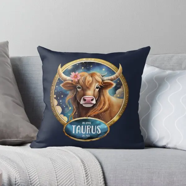 

Taurus Zodiac Sign Printing Throw Pillow Cover Fashion Sofa Waist Wedding Decor Square Hotel Pillows not include One Side