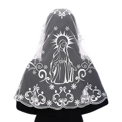 Bufanda triangular tradicional española bordada para mujer, velos de iglesia cristiana en blanco y negro