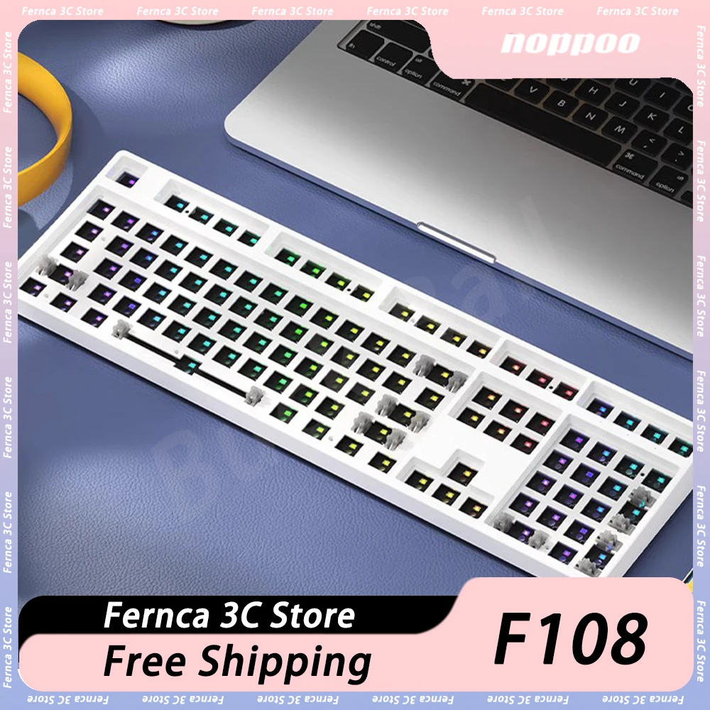 Noppoo F108 Mechanical Keyboard Kit Three Mode Gaming Keyboard 108 Keys RGB Hot Swap Customize PC Gamer Accessories Office Gift