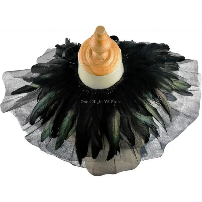 Mesh Shawl Shrug Shoulder Wrap Capes with Ribbon Tie Victorian Costume