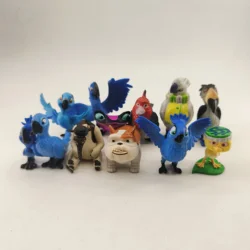 6-12pcs/set Cartoon Rio Adventure Diamond Parrots Pug Dogs Action Figure Toys PVC Collection Model Gift