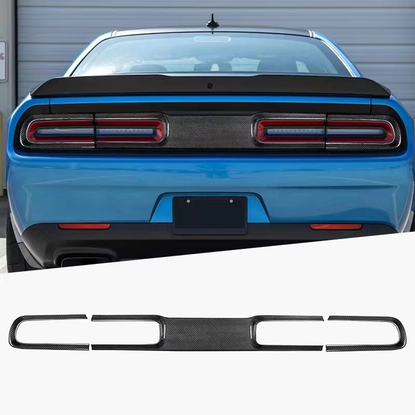 

For Dodge Challenger 2015-2023 Carbon Fiber Tail Gate Door Panel Frame Rear Light Taillamp Taillight Lamp Cover Exterior Trim