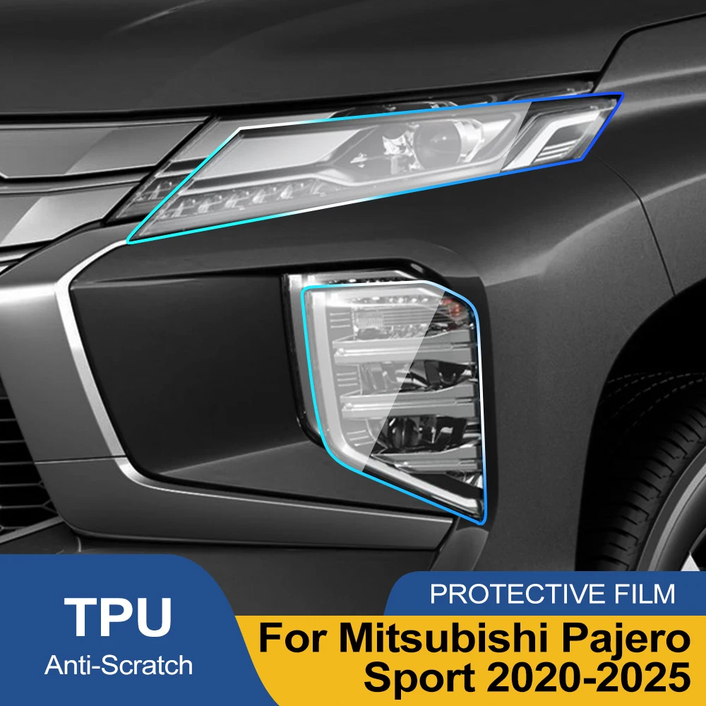 Premium Pre-Cut TPU Headlight Film for Mitsubishi Pajero Sport 2020-2025 Smoke Black High-Gloss PPF Anti-Scratch Vinyl Wrap Kit - view 3