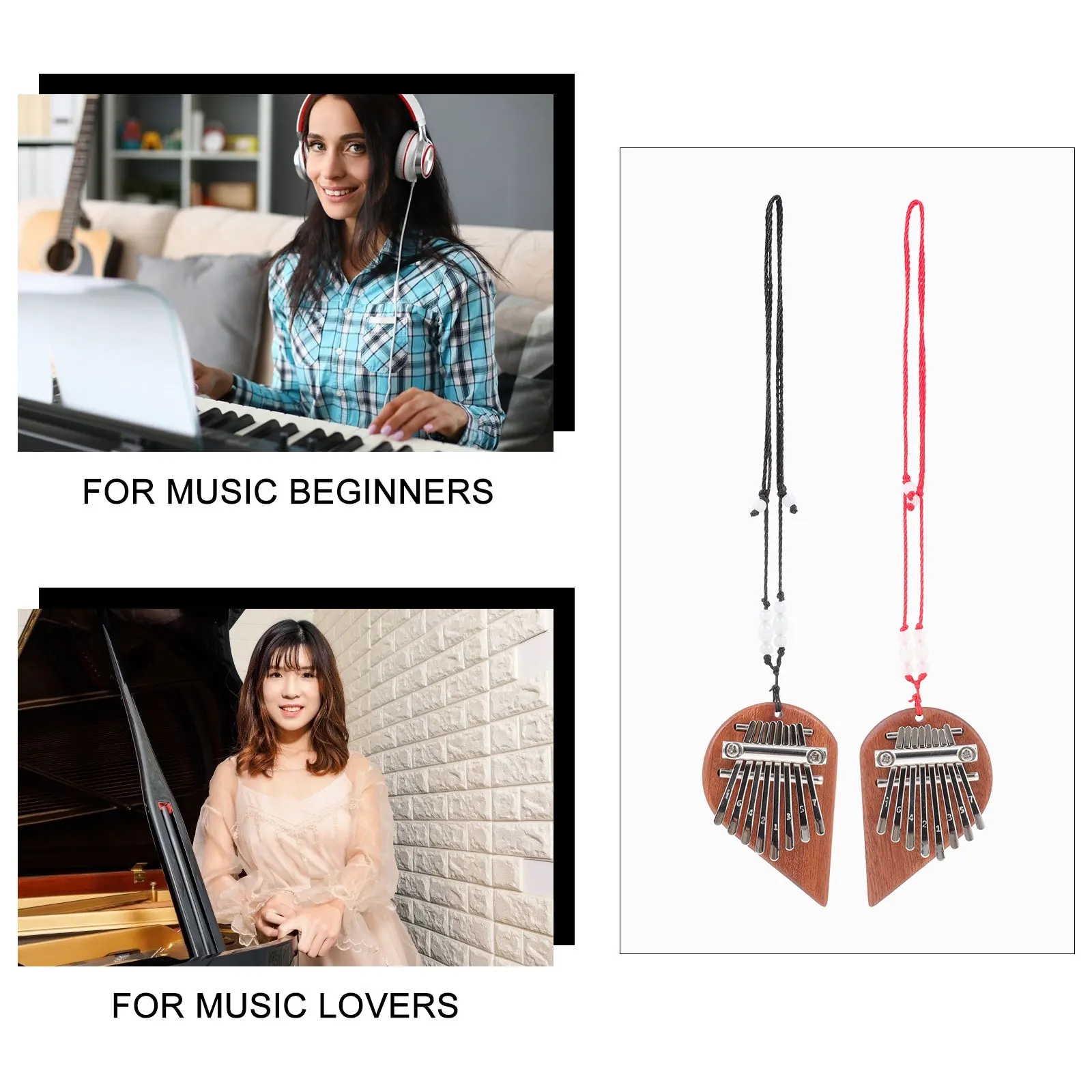 

2 Pcs Kalimba Thumb Music Instrument Mini Portable Piano Instruments Keyboard Finger Pianos Musical