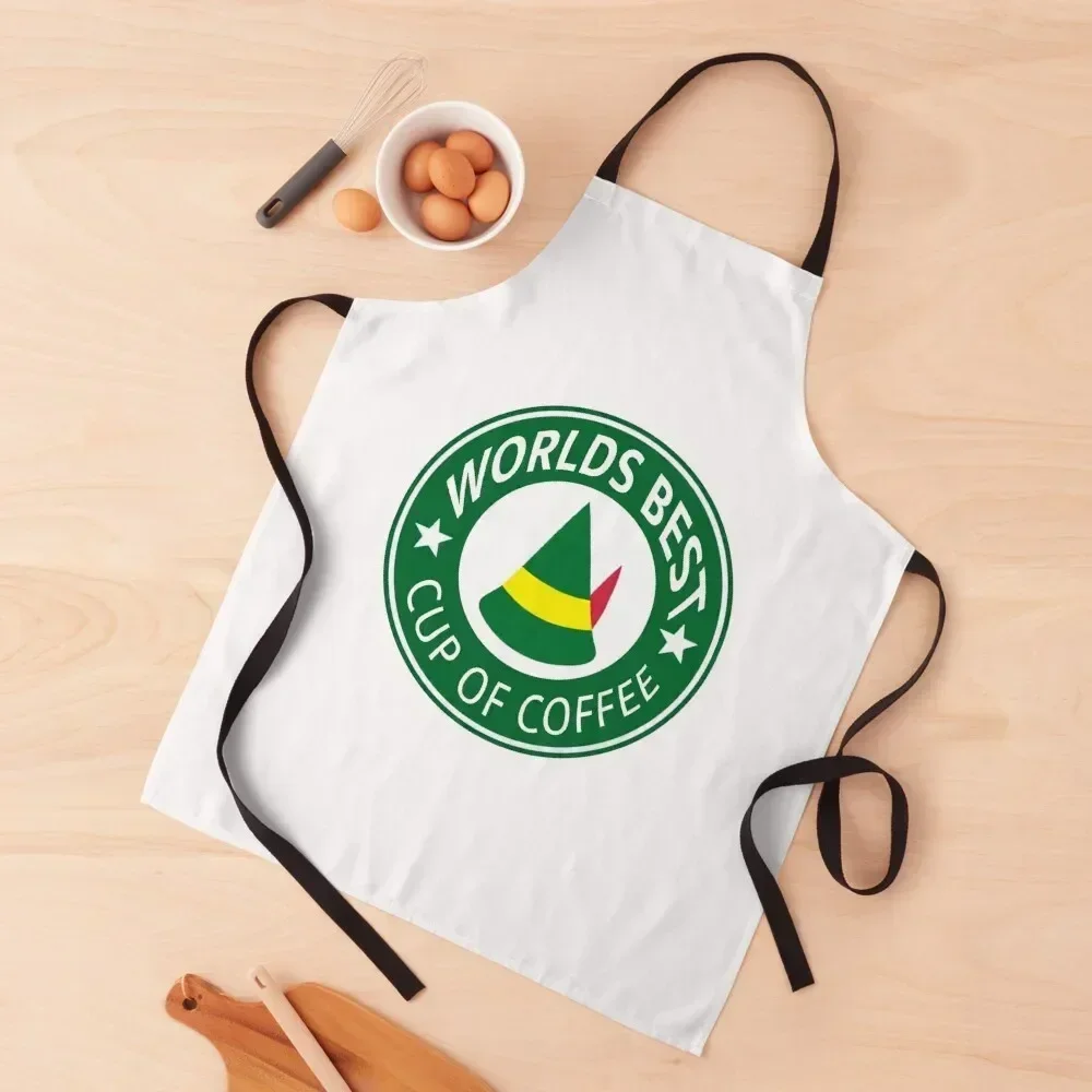 

Worlds Best Cup of Coffee (Elf) Apron kitchen girl Household Items Kitchen Kitchens For Men Home Utensils Apron