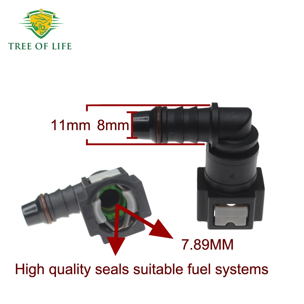 2/5/10x Car Fuel Line Quick Connector Hose Coupler 7.89 ID8 Rubber Nylon Oil Line Pipe Connect Disconnect Release Hose 90Degree