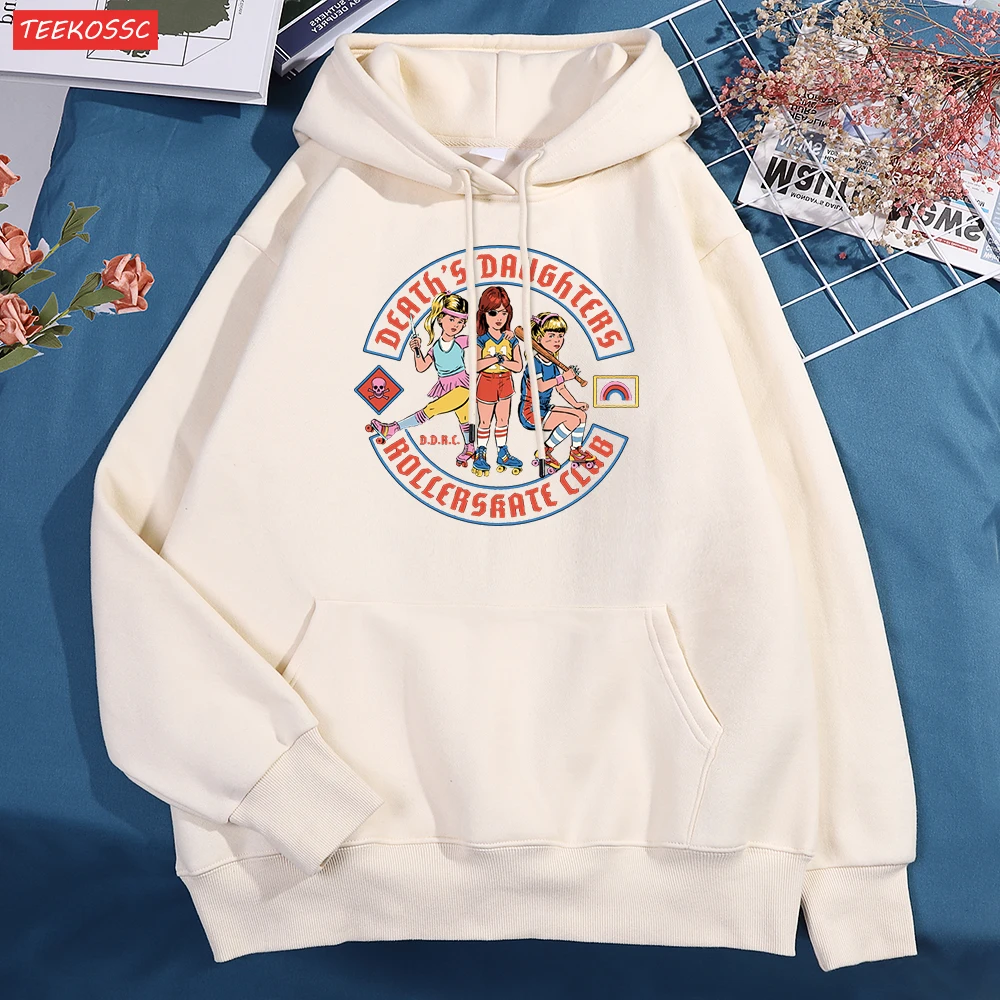 Death'S Daughters Rollersrate Club Men Women Hoody Vintage Loose Hoodies Hip Hop Loose Sweatshirt Fashion Soft Couple Clothes