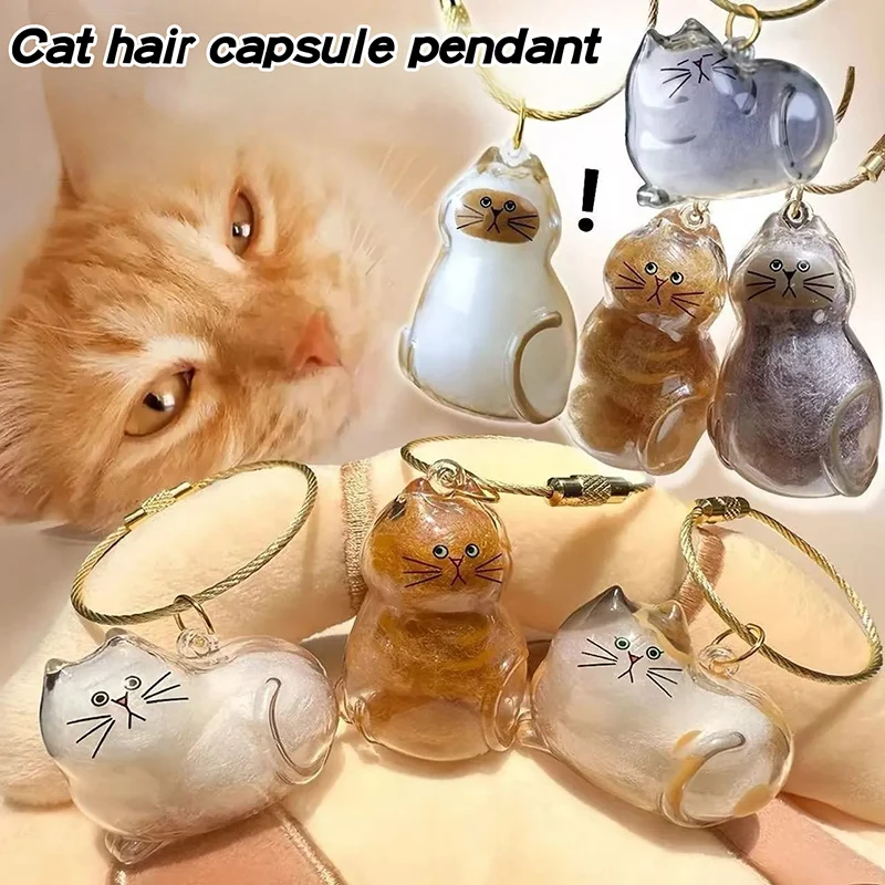 1-6pcs Cat Hair Keychain Puppy Hair Storage Capsule Cat Hair