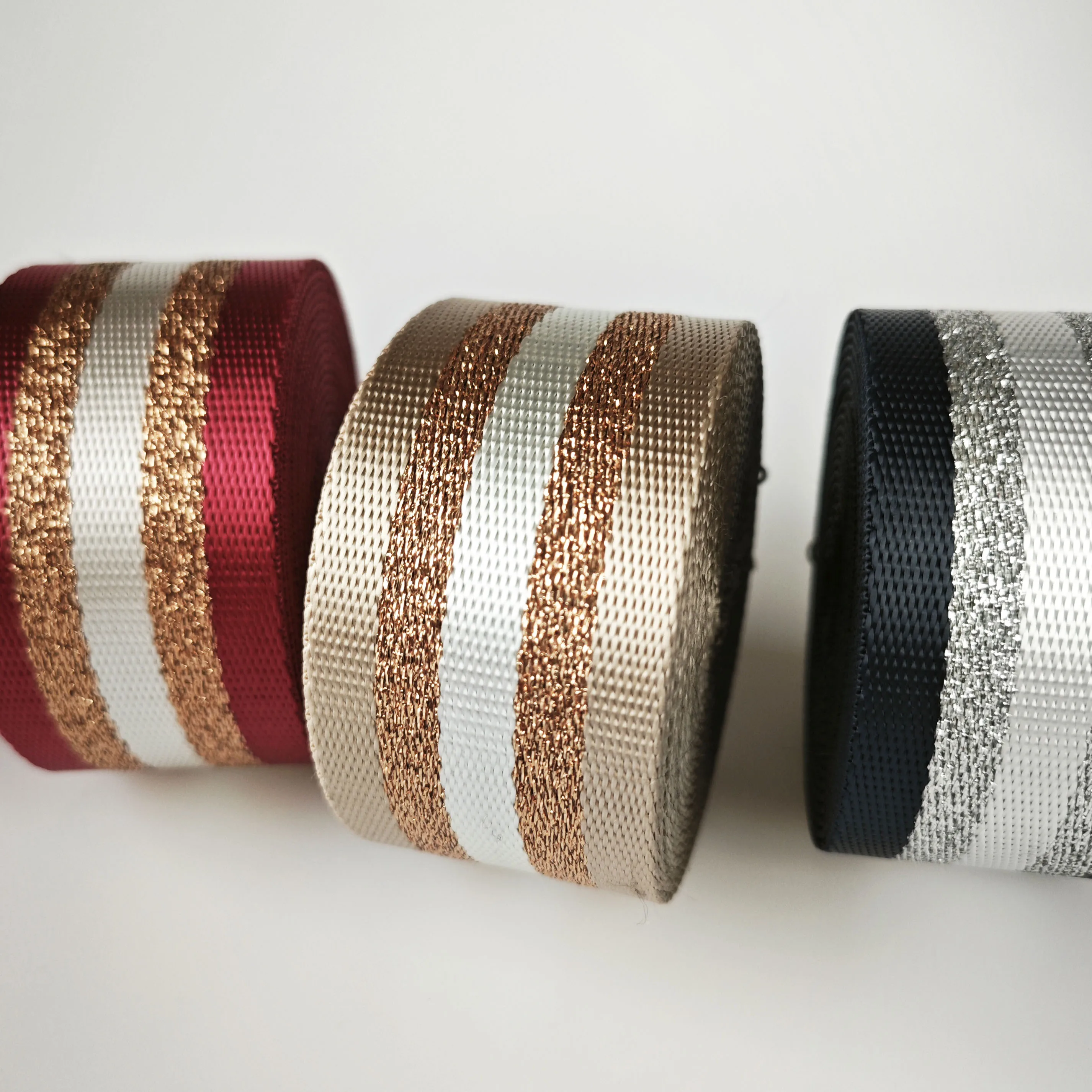 1.5inch Wide 3 Yards Metallic Golden/Silver Strip Webbing Strap For Bag Strap DIY Crafting Projects