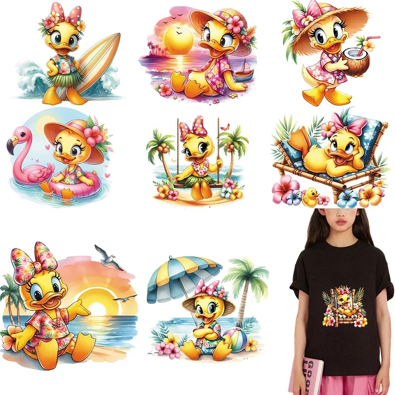 Tropical Hawaiian duck Ironing  Accessory Iron on transfer Thermal Transfer Washable Vinyl Iron On Patch Heat Transfer Printing