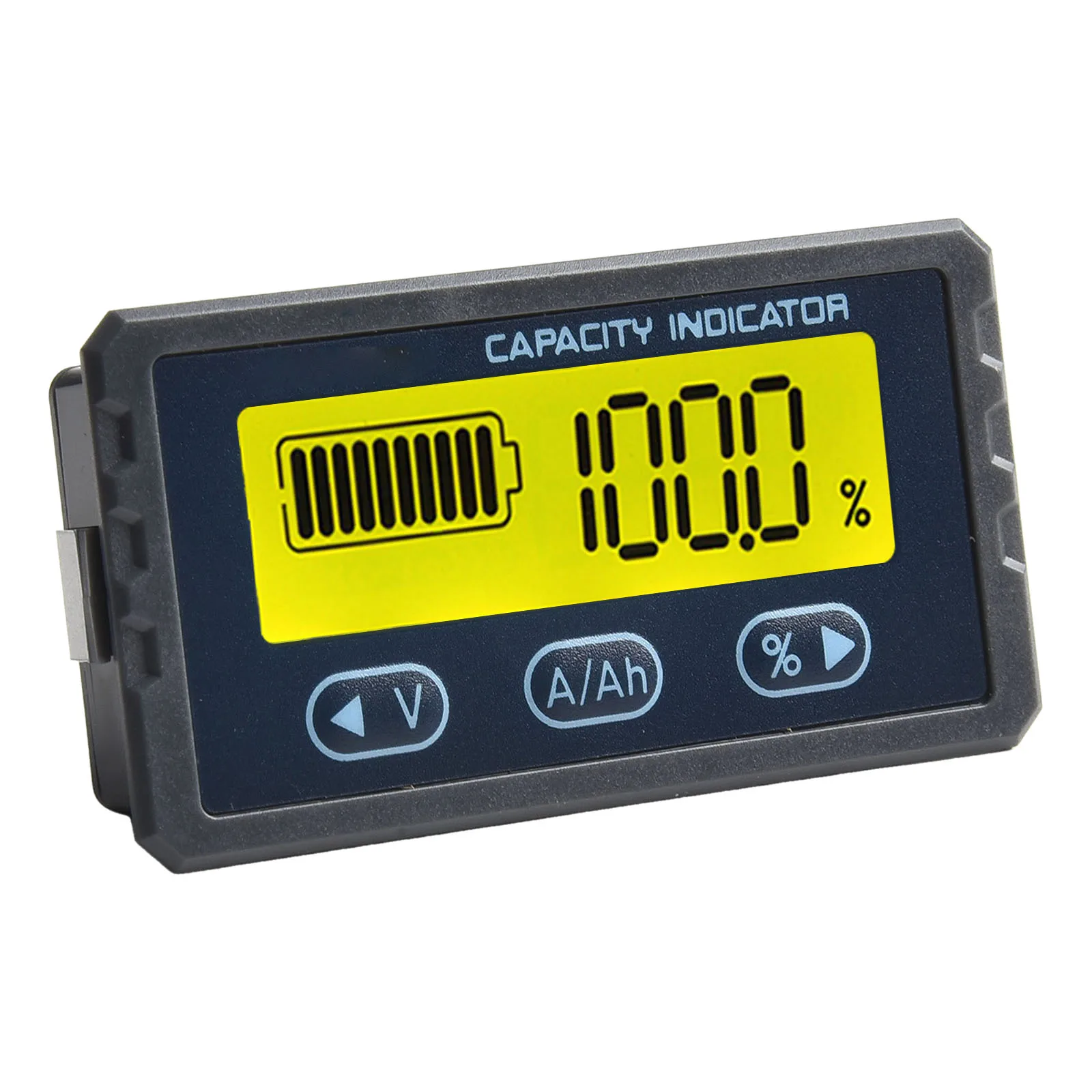 Vehicle Maintenance 63*34MM Battery Capacity Tester Amperemeter For Electric Bikes Lcd Display Yellow Backlight