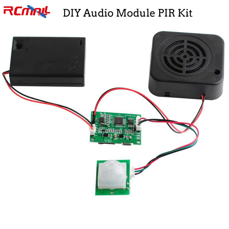 

RCmall DIY Audio Module PIR Kit Human Body Infrared Induction Site Danger Prompt Tone Kit 4M Supports USB Download for Arduino