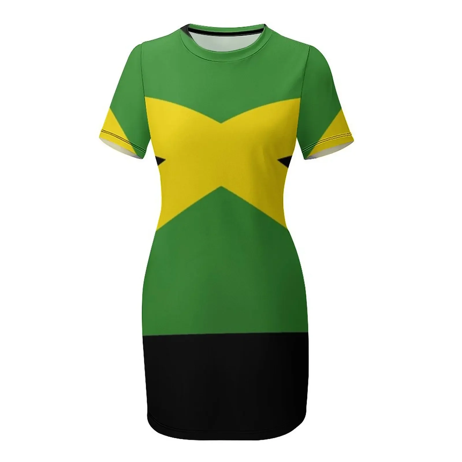 كبير يصل جامايكا العلم تنورة الساخن الريغي تي شيرت لحاف فستان بأكمام قصيرة فاخر امرأة فستان الحفلات