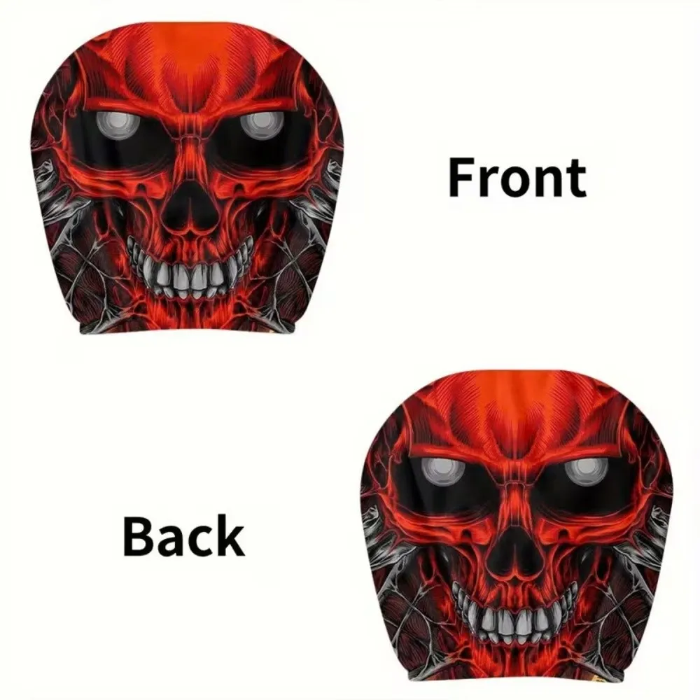2Pcs 2D Stretch Car Headrest Covers Halloween Accessories Ghost Headrest Covers Funny Elastic Neck Pillowcase Universal Fit