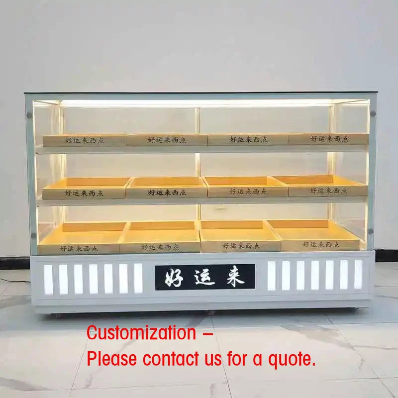 

custom.Commercial Luxury Bakery Display Cabinet LED Lighting Glass Back Wooden Construction Heavy Duty Customizable Size