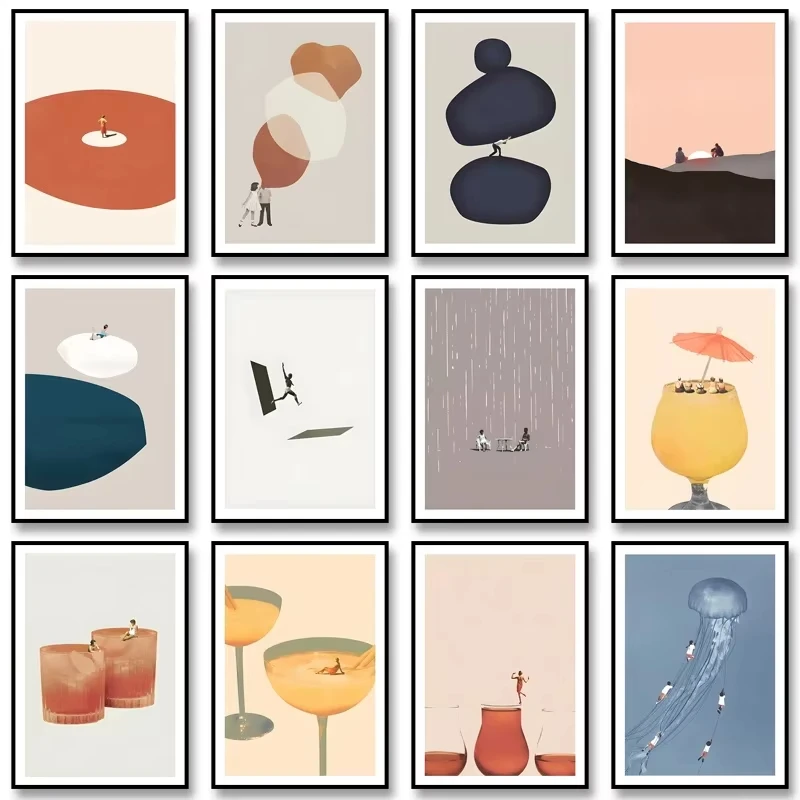 Abstraktes klassisches Vintage-Poster „You and Me Alone“, Druck auf Leinwand, Gemälde, Retro-Wandkunst, Bild für Wohnzimmer, Heimdekoration