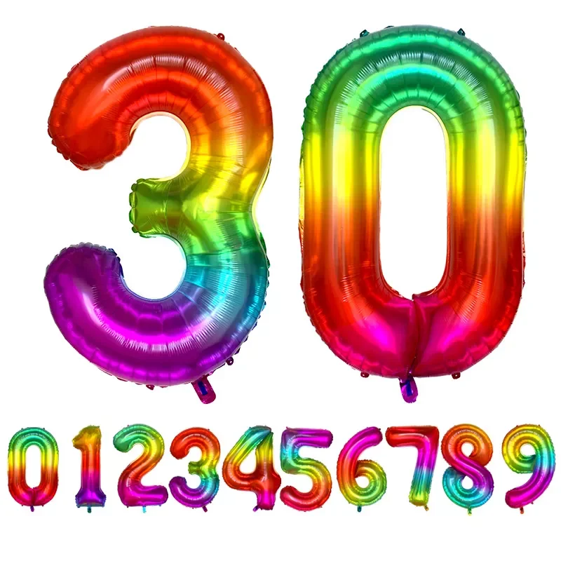 

Giant 42inch Rainbow Number Foil Balloons Large Digit Helium Balloons wedding decorations Birthday Party Supplies Baby Shower