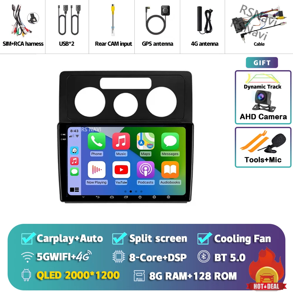 Android 15 Carplay Auto Voor Volkswagen Caddy 2K 3 III 2004-2010 Autoradio Navigatie 2Din DSP Video speler Head Unit BT Stereo