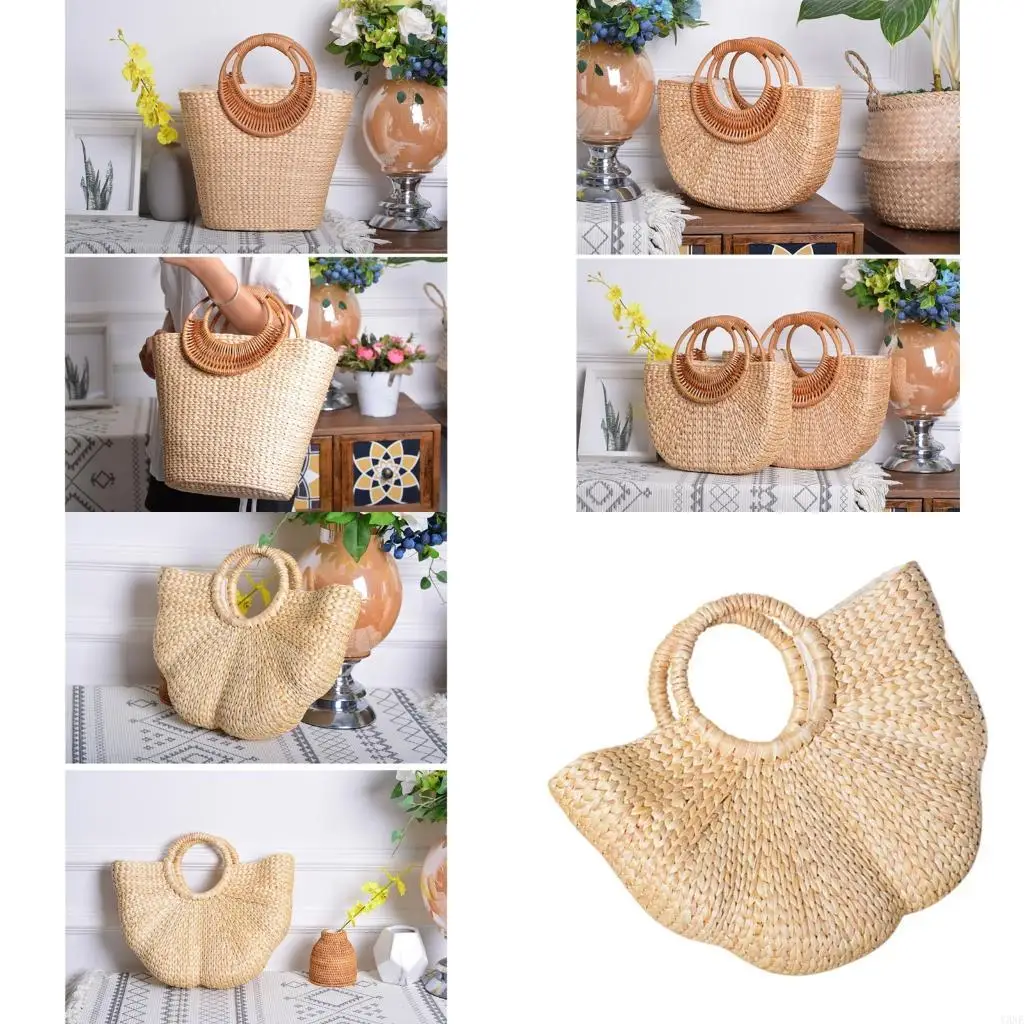 

Y3NE Women Bag Fashion Straw Bag Elegant Handbag Vacation Bag Handwoven Top Handle Bag for Travel and Vacation