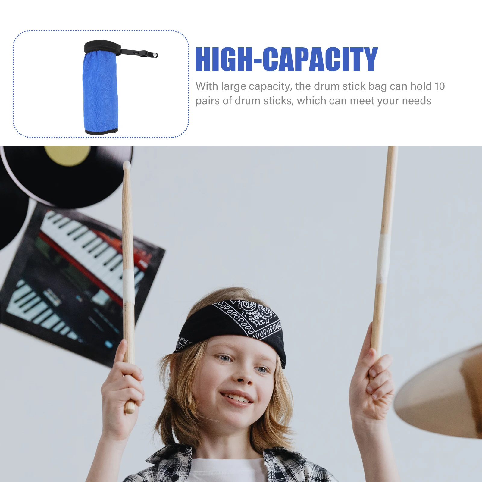 

Universal Drum Stick Drumstick Storage Bag Small Blue Aluminum Alloy Simple Toddler