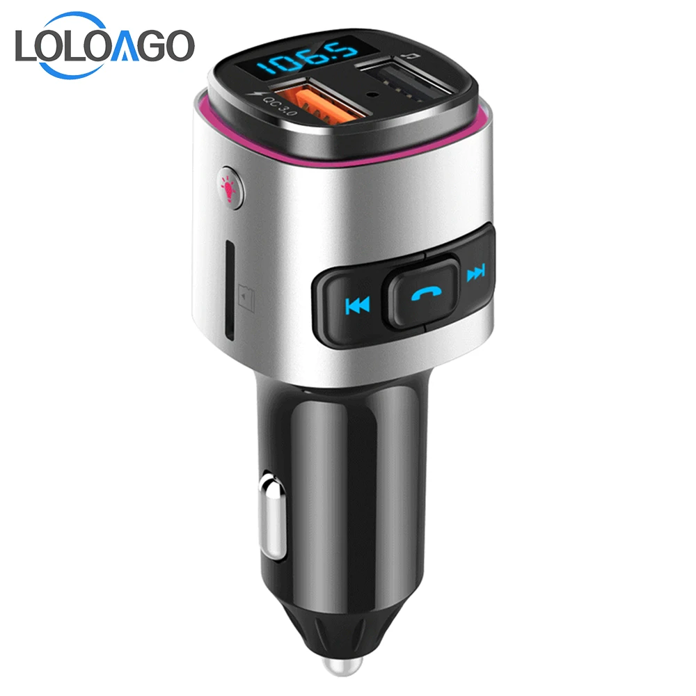 Car MP3 FM Transmitter with QC3.0 Fast Charger RGB Light Bluetooth Music Adapter DC12V/24V Vehicle Music Player Car Accessories