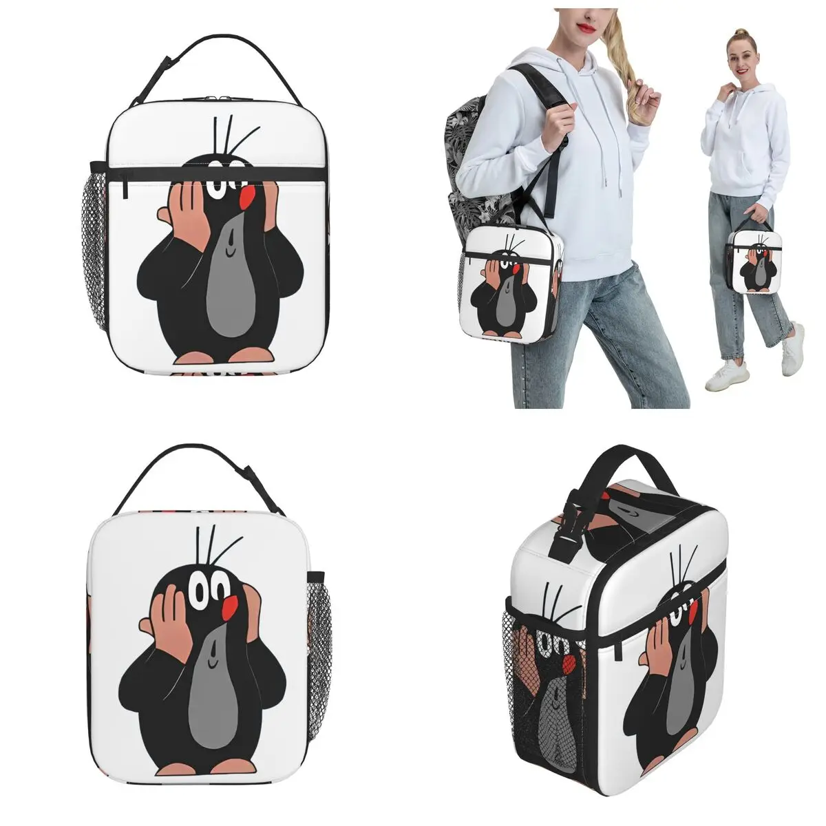 أكياس الغداء المعزولة من ليتل مول، حقيبة حرارية قابلة لإعادة الاستخدام   حاوية غداء كارتون فريندز معًا، حقيبة غداء كبيرة