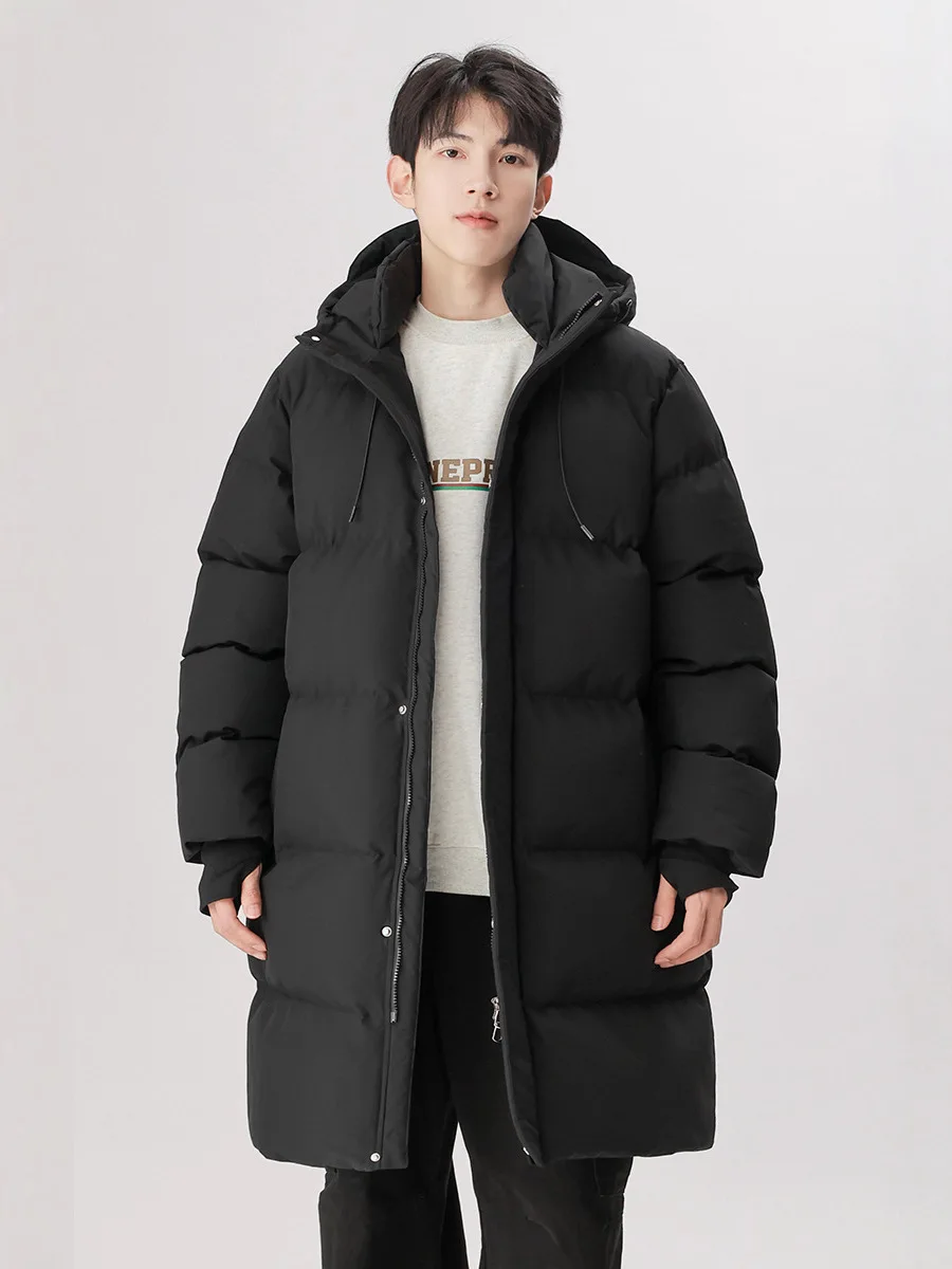 

Unisex Long Puffer Coat Thermal Insulated Hooded Parka Windproof Heavy Winter Jacket with Zip Front Casual Commuter Wear