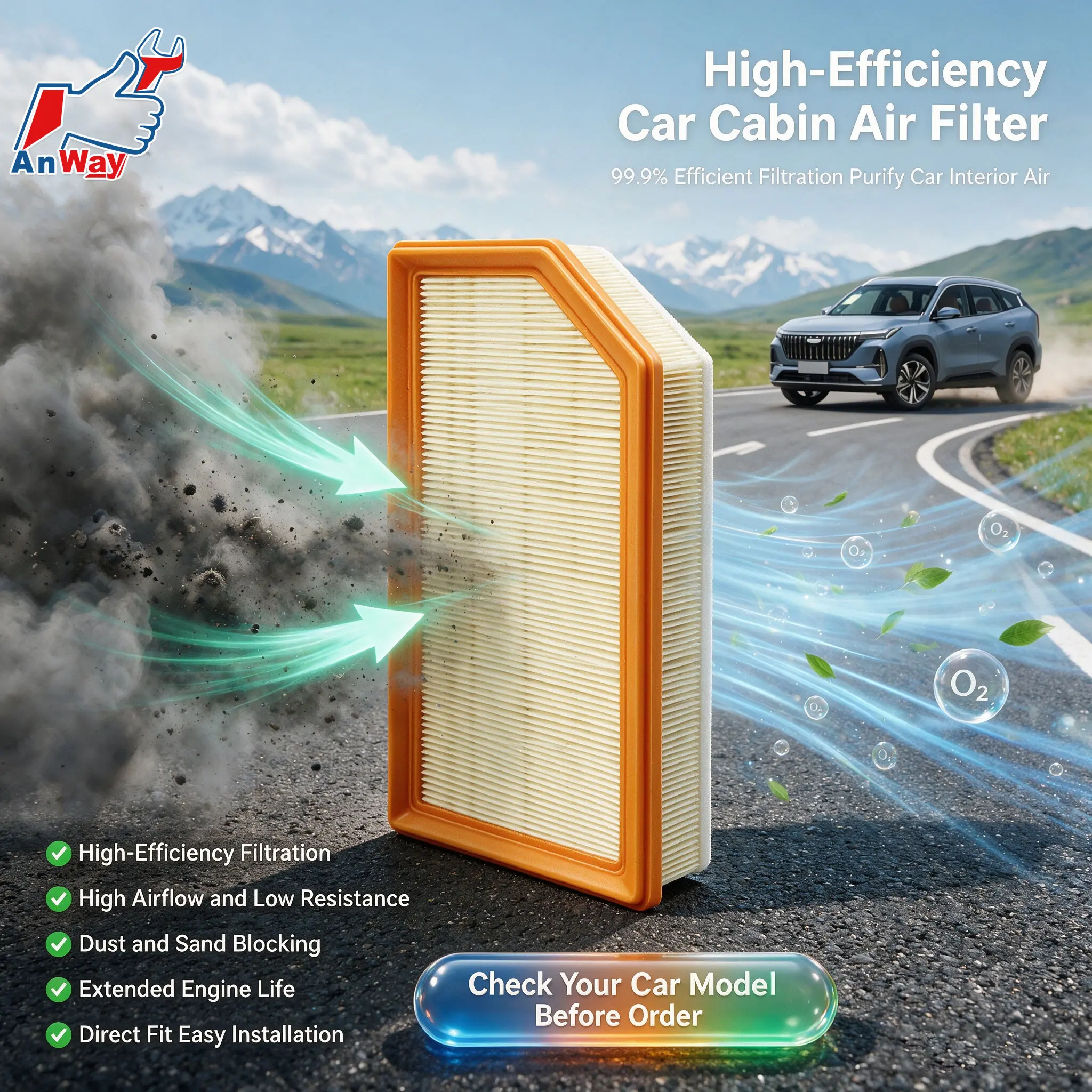 Custom Fit Car Engine Air Filter For Geely Boyue L Hi·F2 023 Multi-layer Filtration Premium Air Filter Easy Replacing Air Filter