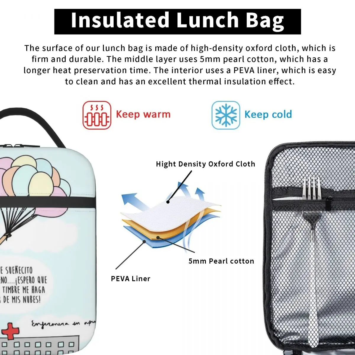 Isolierte Lunch pakete Thermo beutel Lunch behälter Enfermera en apuros Gesundheit auslaufs ichere Tasche Lunchbox Mädchen Junge Schulreise