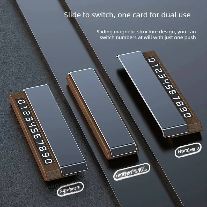 

For Temporary Parking Sign DIY Base, Hideable Dual Number, Solid Wood Car Parking Number Plate, Premium Walnut Wood