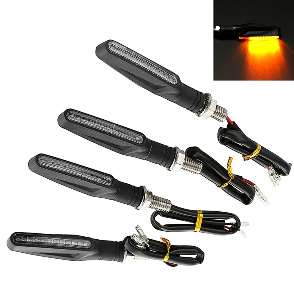 4Pcs Motorcycle Turn Signal Lights Universal LED Motorbike Turning Indicators Daytime Running Waterproof 12V Motorbike Lights
