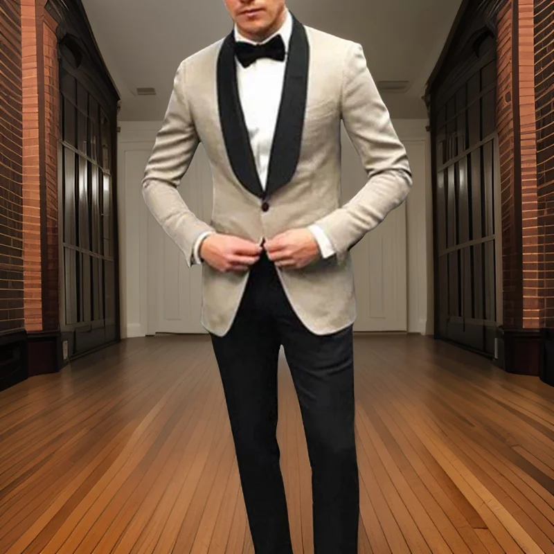 

Slim Fit Italian Suits for Men 2 Pieces Custom Groom Wedding Tuxedo Prom Jacket with Balck Pants Prom Wedding Male Costume 2024