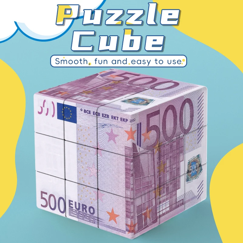 

Magic Cube 3x3x3 3D UV printed 500 euros stress-relieving puzzle professional smooth speed game children's toy gift