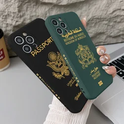 Morocco USA Passport Phone Case for iPhone 16 15 14 Plus 13 12 Mini 11 Pro Max X Xs XR 7 8 Straight Edge Soft Silicone TPU Cover