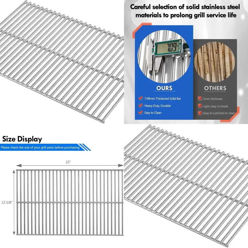 

Stainless Steel BBQ Grate Replacement for MHP TJK AMCW AMCT Series Grills, Compatible with WNK TJK2 WNK4DD Models