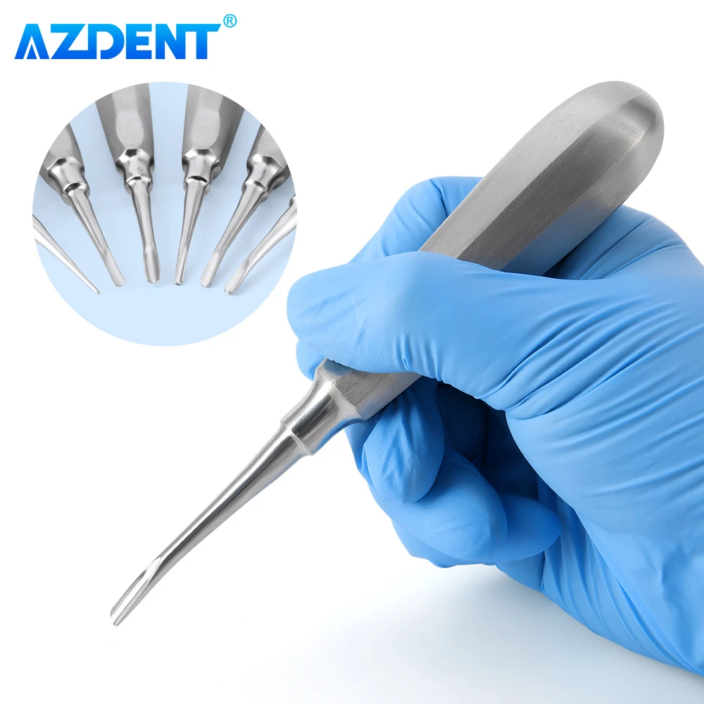 Set Dental Teeth Elevator AZDENT Surgical Tooth Extraction Tool Stright Curved Stainless Steel Dentistry Lab Instrument Dentists