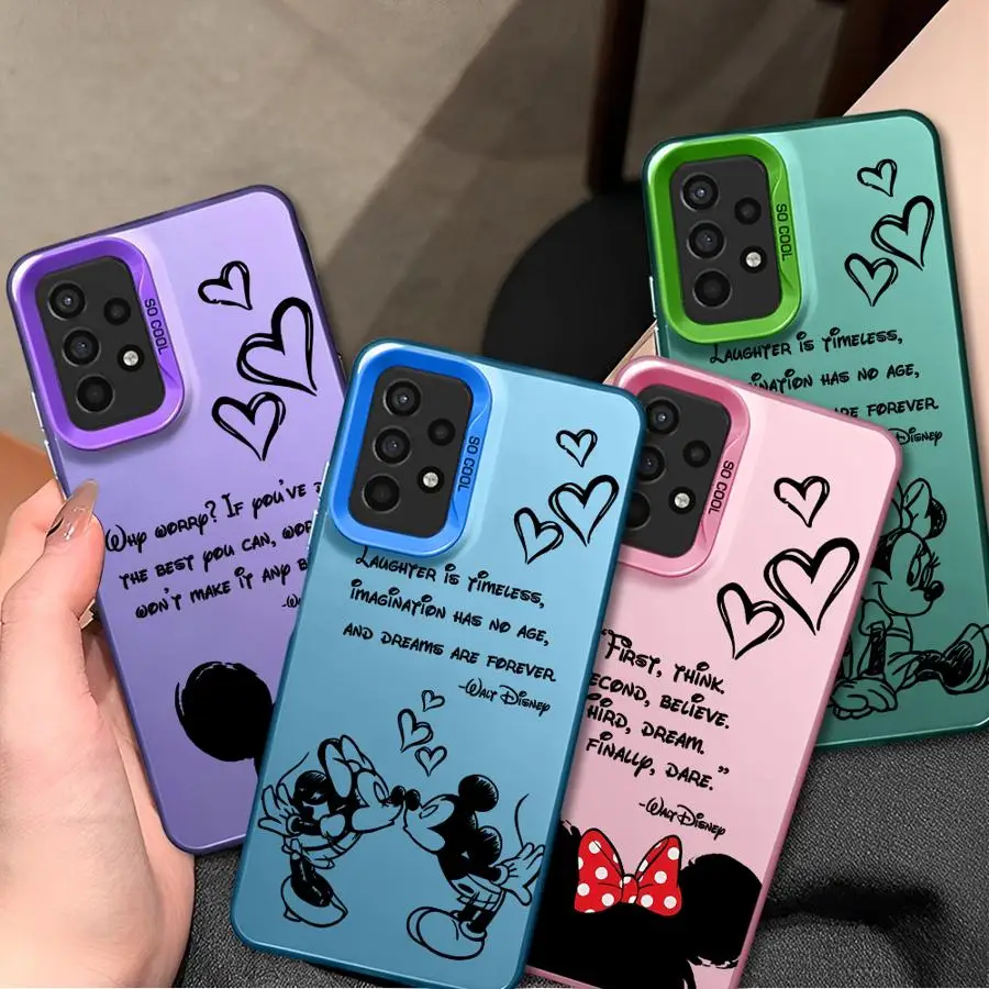 Disneys Mickey Minnie Logo Phone Case for Samsung A55 A33 A25 A54 A22 A53 5G A72 A21s A32 A35 A51 A52s Shockproof Shell Cover