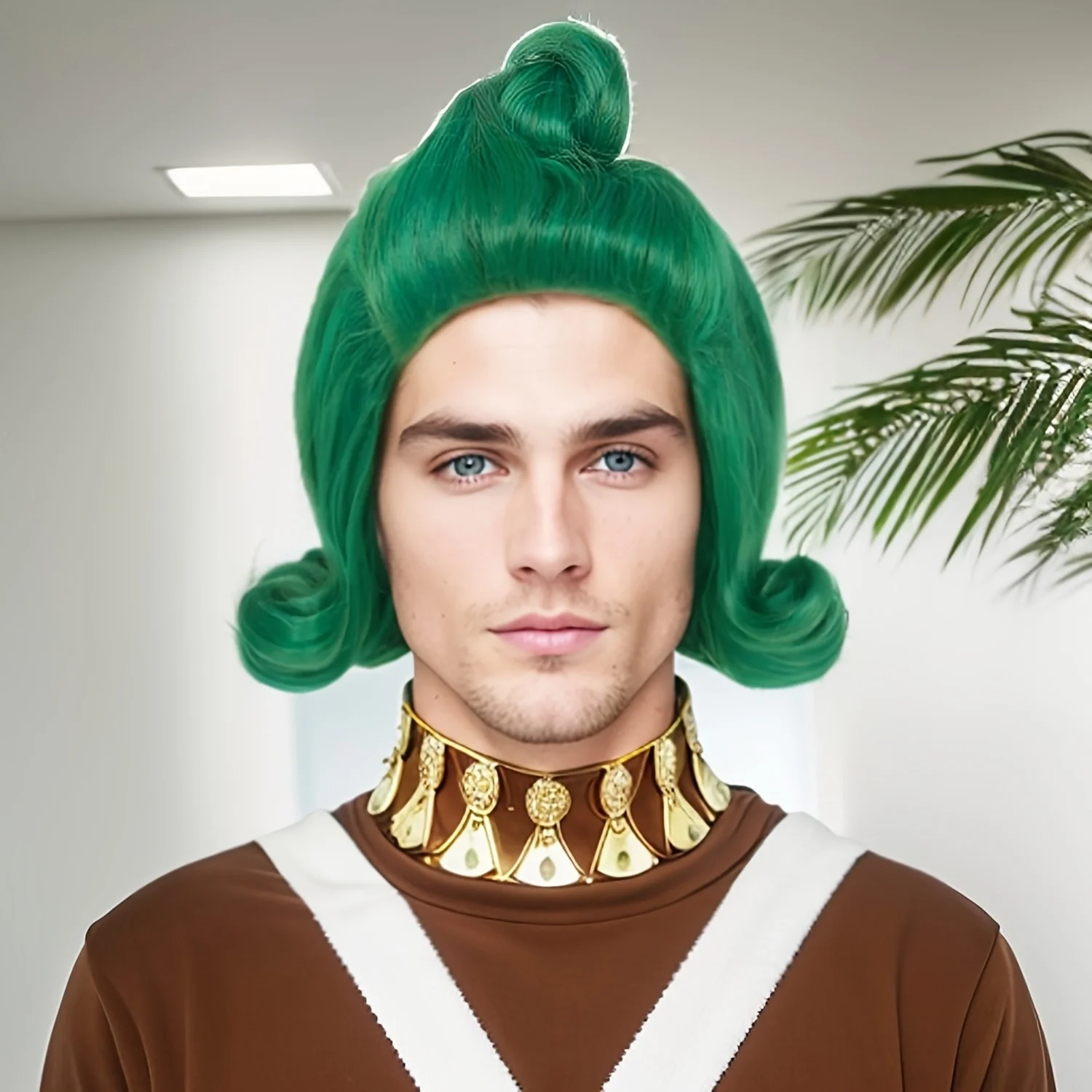 

Синтетический короткий волнистый зеленый парик для косплея Oompa Loompa, День Святого Патрика для Хэллоуина, карнавала, комиксов, выставки
