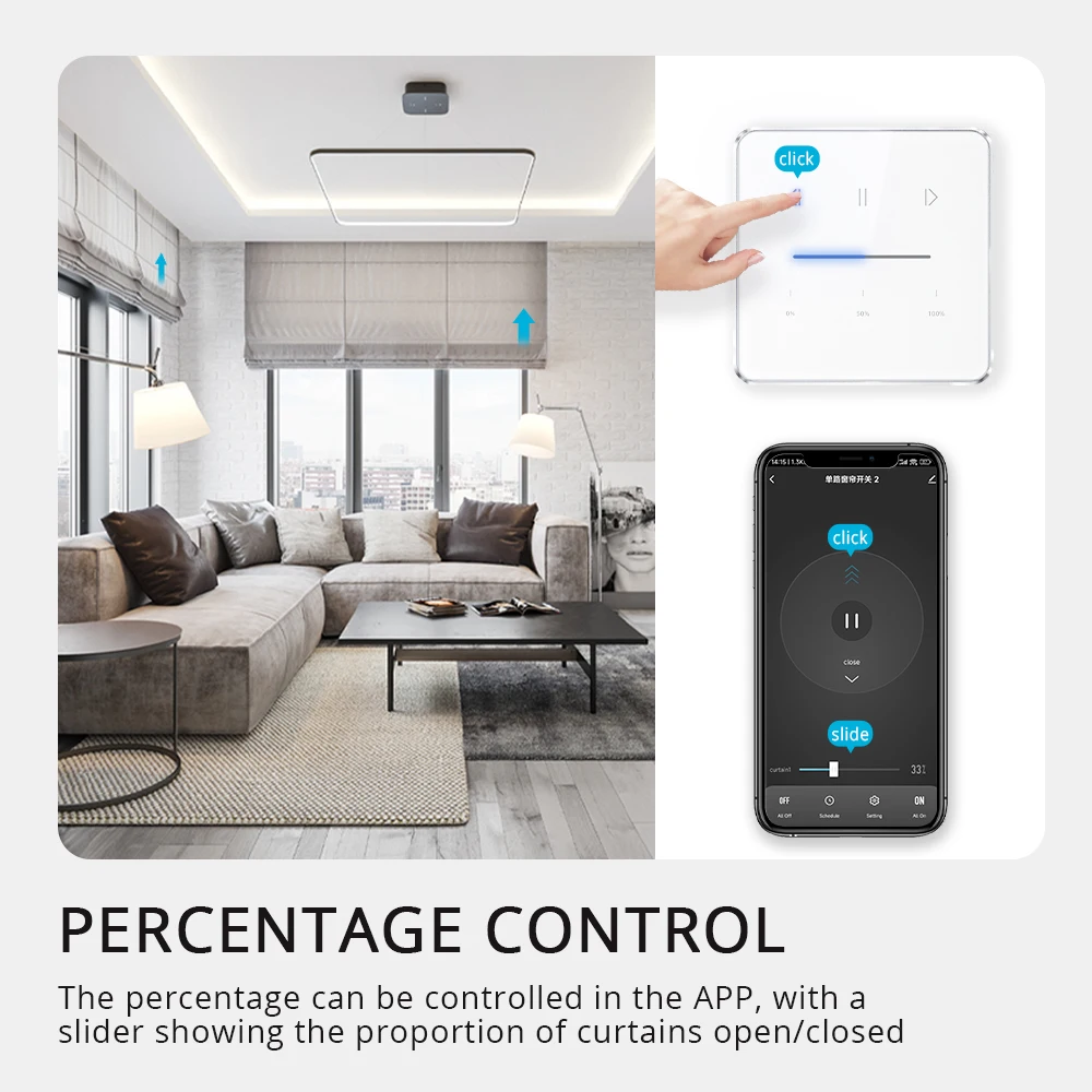 Zemismart Tuya Zigbee Smart Curtain Switch for Roller Shade Motor Shutter Switch with Percentage Control Alexa Google Home