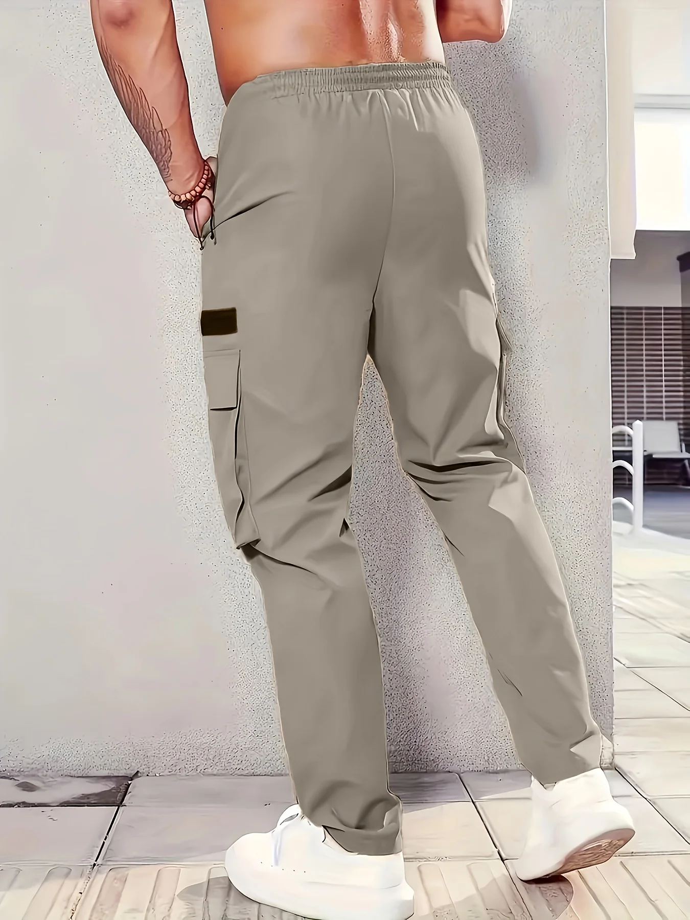 

Мужские повседневные спортивные брюки-карго размера плюс, прямые брюки стандартного кроя с несколькими карманами, всесезонный комфорт для повседневной одежды