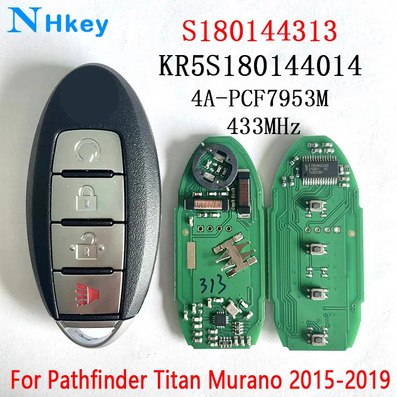 

NHkey 433.92MHz Original 4A S180144313 KR5S180144014 for Nissan Murano Pathfinder Titan 2015-2019 Smart Remote Car Key Fob