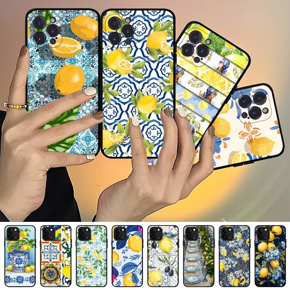 Mediterranean Lemon Phone Case For IPhone 15 14 13 12 Mini 11 Pro XS Max X XR SE 6 7 8 Plus Soft Silicone Cover