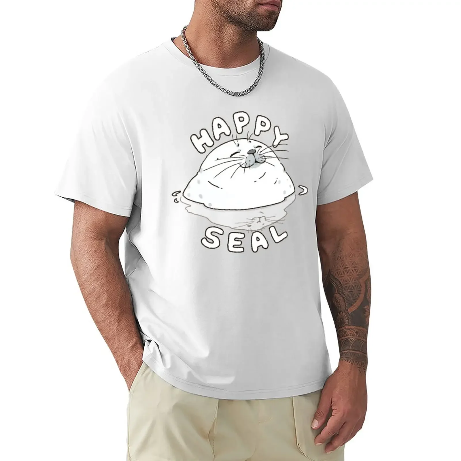 Happy Ringed Seal T-Shirt boys animal print plus sizes Men's t shirts