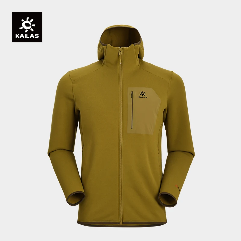 

KAILAS Men's Polartec Moisture-wicking stretchable Thermal Hooded Fleece Jacket For hiking mountaineering Ice Climbing KG2442106