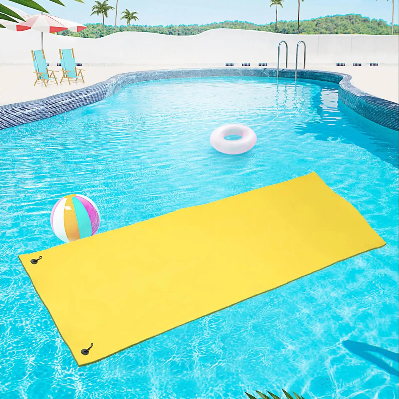 

Pool Water Floating Mat 3 Layer Water Raft 270x90x3.3cm Having Fun on The Water