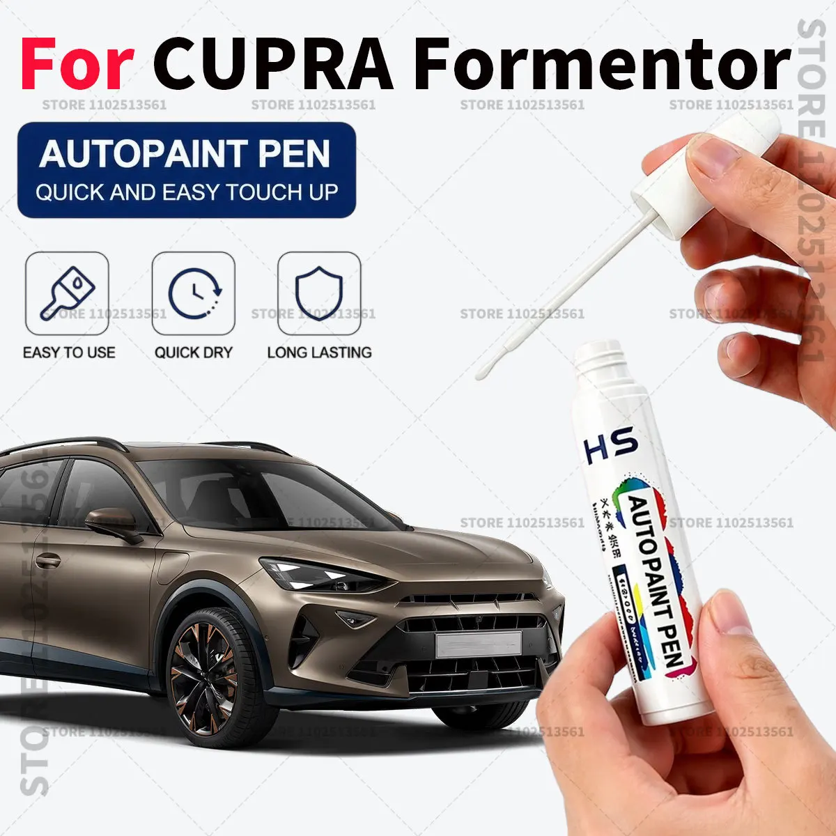 Image of Für CUPRA Formentor Lackstift zur Lackreparatur, Auto-Lackstift für Kratzer, Farben: Mitternachtsschwarz, Gletscherweiß, Desire Rot, Fjord E-Blau, Bronze