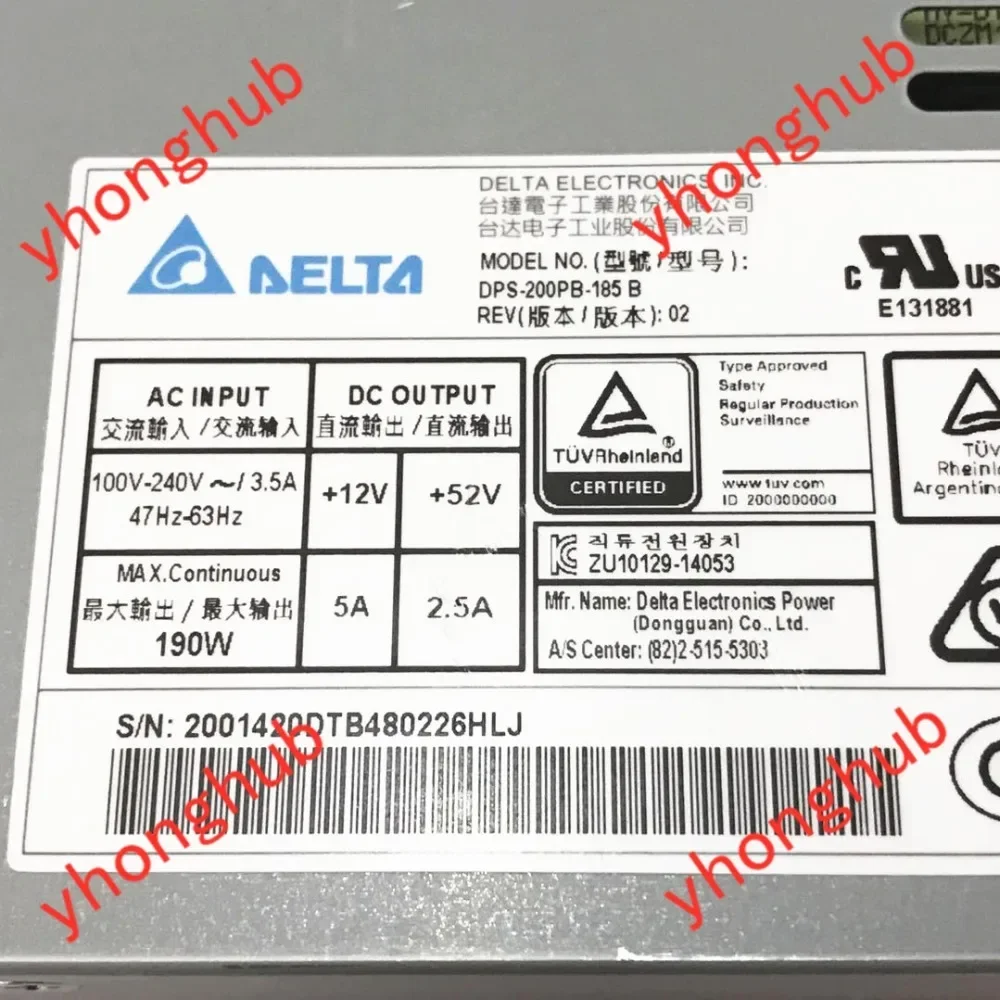 

Delta Electronics DPS-200PB-185 B 7816N Блок питания видеорегистратора