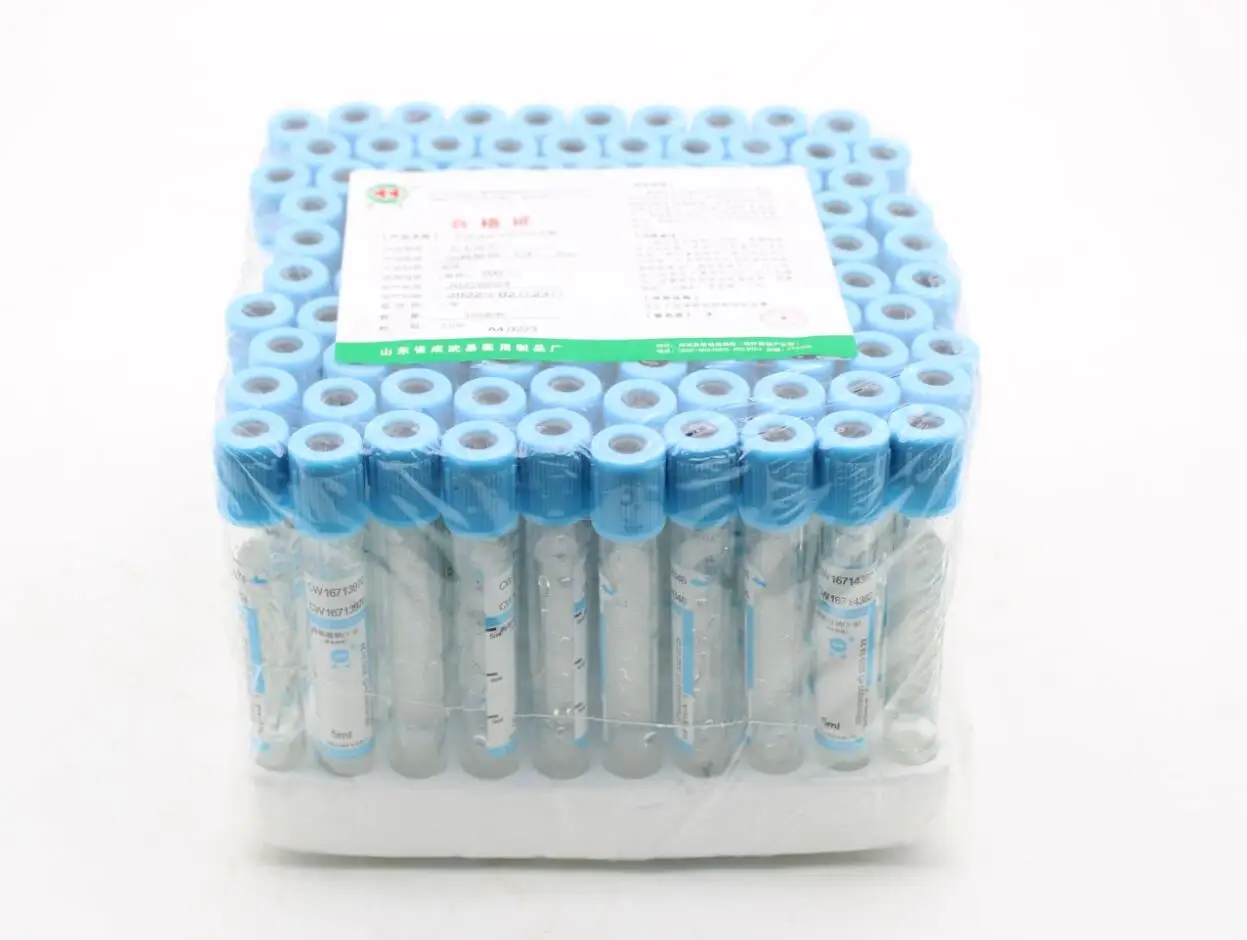 100pcs Blood collection coagulation sodium citrate plastic tube sterile negative pressure vacuum blue cap anticoagulant PRP tube