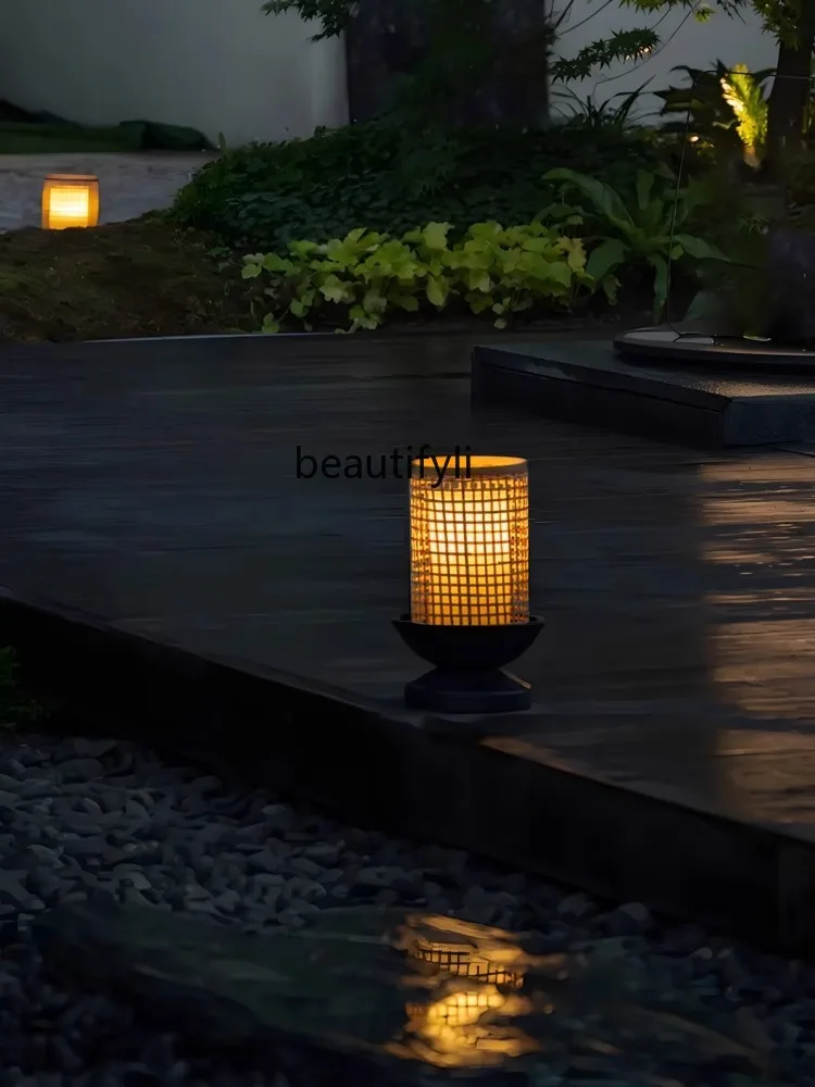 Outdoor Waterproof Lawn Lamp New Chinese Zen Courtyard Villa Simple Personality Terrace Balcony Lighting